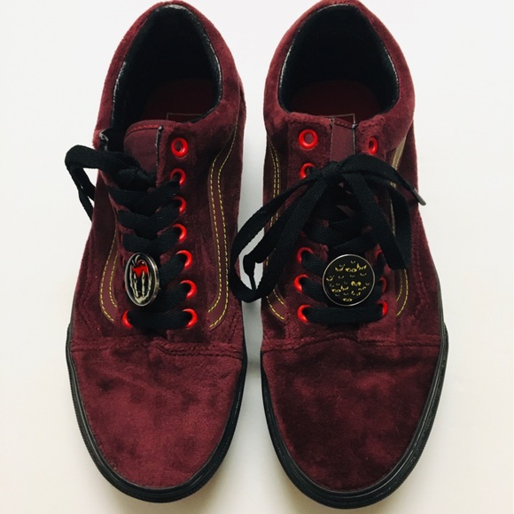 Vans Disney “Magic Mirror On The Wall” Platform Sneakers Size 8 Suede Burgundy - Picture 3 of 15